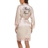 Women's Lace Trim Bride Kimono Robes with Embroidery Bridal Silky