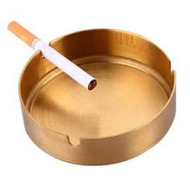 LINGYU Stainless Steel Metal Ashtray, Outdoor Indoor Ashtray, Home Office Decoration Desktop Smoking Ash Tray (Gold)