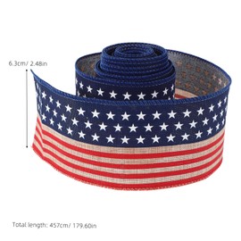 SAFIGLE American Flag Wired Ribbon Durable Independence Wreath Ribbon for July Memorial Day DIY Crafts Vintage Stars and Stripes Decoration for Indoor Outdoor Use Yards