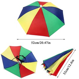 Whcctl Pack of 2 Foldable Parasol Hat, Mini Umbrella Cap, Rainbow Umbrella Hats, Outdoor Fishing Umbrella Cap, for Beach, Travel, Fishing, Cycling, Outdoor Activities, Rainbow Camouflage