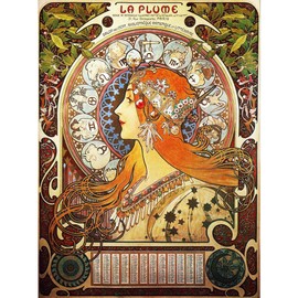 CafePress Alphonse Mucha La Plume Zodiac Magnets 2.25" Round Magnet, Refrigerator Magnet