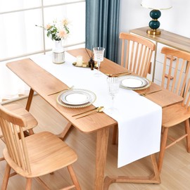 Farmhouse White Table Runner Dining Table Runners 60 Inches Long Coffee Table Runner for Dresser Living Room Bedroom Holiday Party Banquet 12X60 Inch