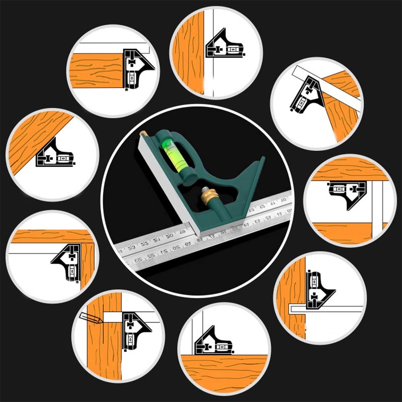 Hegebeck Multifunctional Combination Square Ruler Stainless Steel 304 Ruler Body