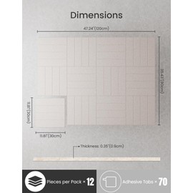 Fluxynara Felt Bulletin Board Tiles Large 48" x 36" Cork Board Alternative-12 Pack with 70 Adhesive Tabs, Thick Slat Wall Panels for Office Decor, Push Pin Board Wall Organizer Alternative -Oatmeal