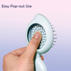 Arthaxi Hair Brush with Mirror, Compact Mirror with Mini Hair Brush Set, Folding Hairbrush for Women, Small Hair Comb with Mirror Combo, Blue