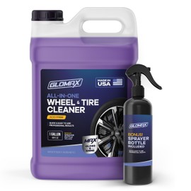 GLOMAX Wheel Cleaner (1 Gallon) - Non Acid Rim Cleaner - All in One Wheel and Tire Cleaner for Car Detailing - Made in USA Tire Cleaner Spray - Removes Brake Dust, Oil, Dirt, Light Corrosion