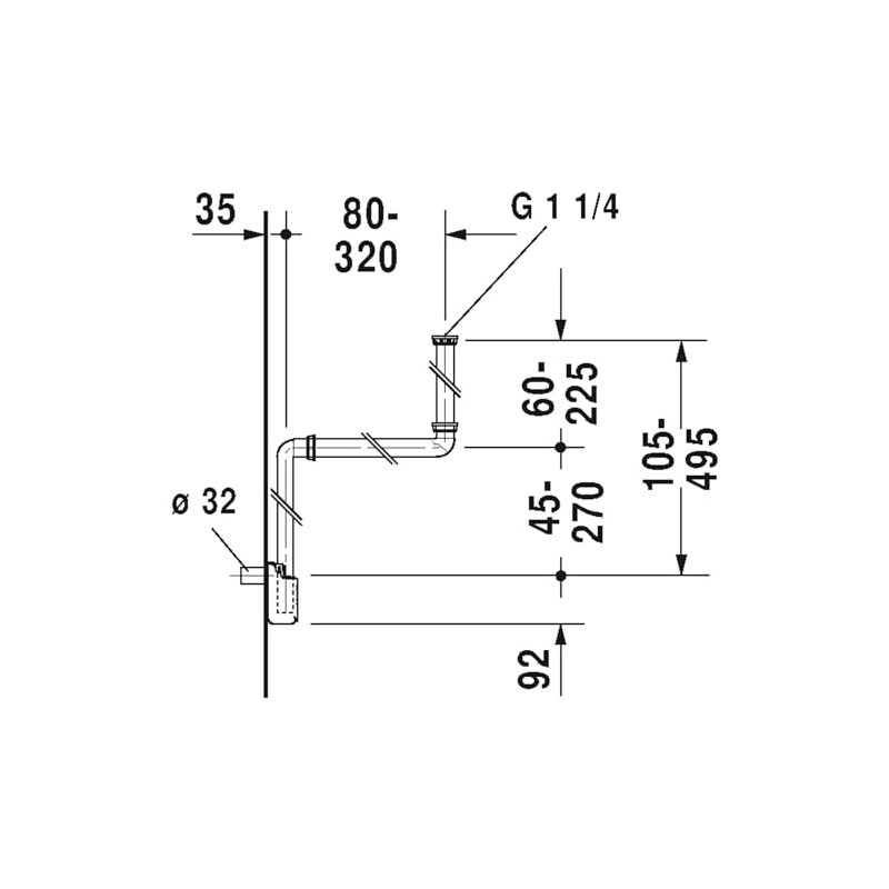 Space saving siphon white