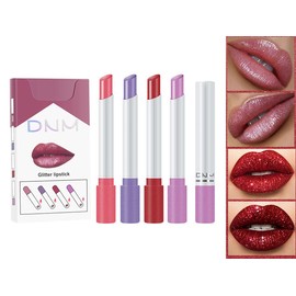 YOO 4 Sets Of Velvet Matte Creme glitter color changing lip balm Lipsticks Lip Gloss Makeup Non-Stick Cup Waterproof Long-Lasting Not Fade LipGloss Lip Glaze (#04)