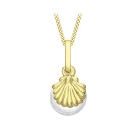 Carissima Gold Women's 9 ct Yellow Gold Shell and Pearl Pendant on Curb Chain Necklace of Length 46 cm/18 inch