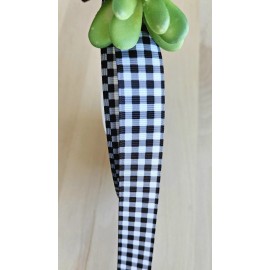 Unbranded 3/8, 5/8 & 7/8" (1 YD) Buffalo Plaid Grosgrain Ribbon Black &White Print - 3/8"