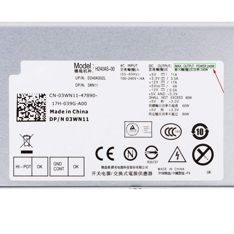 S-Union 240W Power Supply Unit Replacement for Dell OptiPlex 390