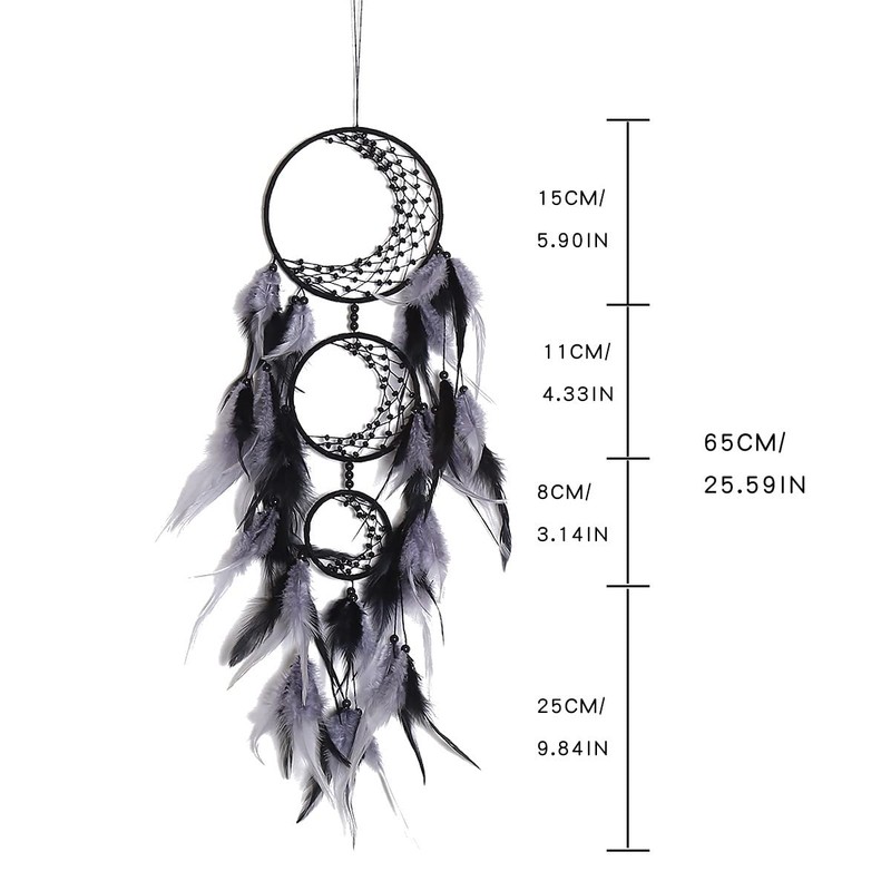 Zingtsing 3 Rings Moon Dream Catcher Hanging Decor Dreamcatcher Wall