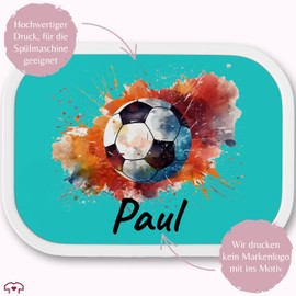 Children's Campus Lunch Box for Mepal – Football Boys Footballer Boys – 750 ml – Turquoise – Gifts for School Boys Lunch Box School Football Gift Football Lunch Box Child Name Lunch Box