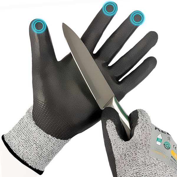 Kebada Cut Resistant Gloves, ANSI A2 Cutting Gloves, PU Coated