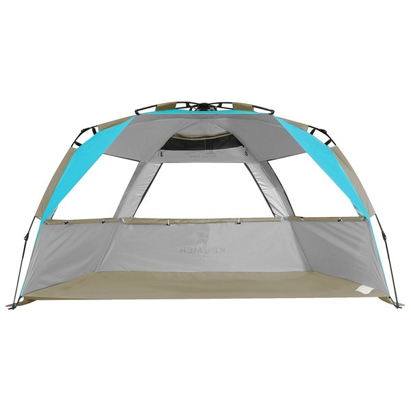 G4Free Easy Set up Beach Tent Deluxe XL, Pop up Sun Shelter for 3-4 Persons with UPF 50+ Protection Beach Shade with Extended Floor