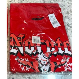 Ripple Junction Anime Mens 2XL Naruto Shippuden Christmas T-shirt Red Snowflake Graphic Tee XXL