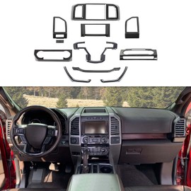 CheroCar 11PCS Interior Decoration Trim Kit for Ford F150 2015-2020, Steering Wheel Cover & Dashboard Cover & Air Conditioner Vent Cover &Central Control Volume Panel Cover (Carbon Fiber)…