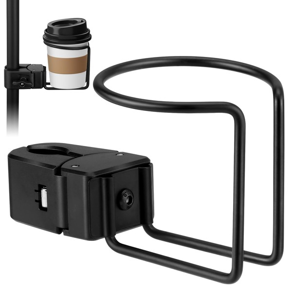 Faguan Clamp-On Cup Holder for Vertical Round Poles, Perfect for