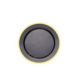 10 Black 7-inch Disposable Round Plastic Dessert Plates Gold Rim Party Events Catering Home Tableware Decorations