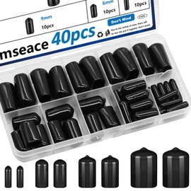 smseace 40pcs Rubber End Caps - 4 Sizes (1/8", "1/4", "3/8", "1/2 Inch) Black Vinyl Round Rubber Tip Caps for Bolts & Screws