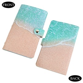 Jasenna Business Card Holder,Business Card Book Case PU Leather Organization Binder Name ID Card Holder for Men & Women, Up to 96 Cards Capacity(1-Sandbeach)