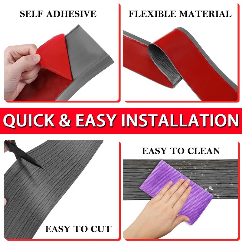 Vinyl Wall Base Baseboard Molding Trim 6" Flexible Self Adhesive