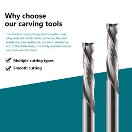 8 mm Shank Compression CNC Milling Cutter End Mill 2 Pieces 2 Flute Spiral Groove Cutter 35 mm Cutting Length Up & Down Cut Spiral Cutter Bit Solid Carbide End Mill Groove Cutter for Wood, Density