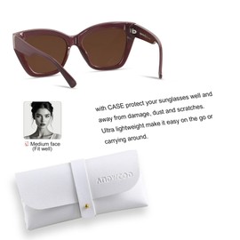 ANDWOOD Trendy Cute Cat Eye Polarized Sunglasses for Women Fashion Cateye Sunnies Lentes de sol para mujer Burgundy