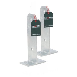 KOTARBAU® Set of 2 Post Brackets Adjustable U-Shape U-Post Support for Screwing On Base Plate Hot-Dip Galvanised Support Base Universal Length 215 mm Square Wood Post Anchor