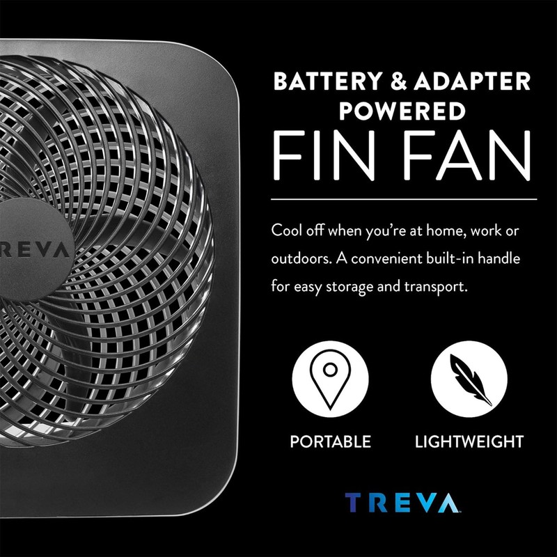 Treva 10-Inch Portable Fan, Powered by Battery and/or AC Adapter