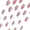 24Pcs Pink White French Tip Press on Nails Almond Medium