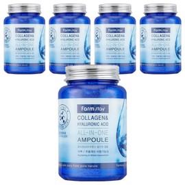 Farmstay Collagen & Hyaluronic Acid All-in-One Ampoule, 250ml, 5 pieces / 팜스테이 콜라겐 & 히아루론산 올인원 앰플, 250ml, 5개