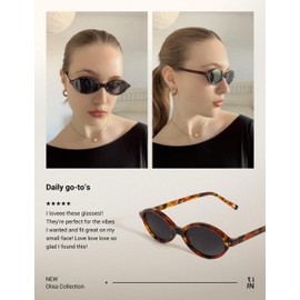 TIJN Olisa Polarized Sunglasses for Women & Men, UV Protection Retro Oval Frame Shades,Trendy Sun Glasses(50mm,Tortoise/Grey