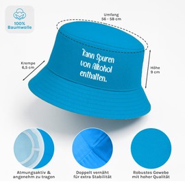 May contain traces of alcohol - Funny Fisherman Hat - The Perfect Sun Hat for Men & Women - Ideal as a Malle Outfit, Party Accessory & Festival Bucket Hat for the Beach, blue, Unit size