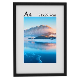A4 Frame, 21x30 cm Wooden A4 Photo Frames, A4 Picture Frames with Mount, Black Picture Frames for A4 Print, Certificate Frame for Wall Mount, For Table Decoration
