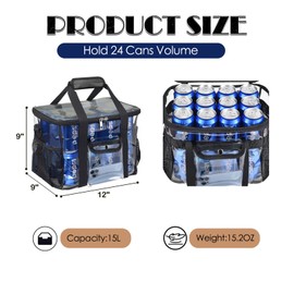 DST Gainbow Clear Lunch Bags For Work, 24-Can Large Transparent Lunch Bag Stadium Approved, Clear Tote Bag with Adjustable Strap and Front Pocket for Men Women(12"x 9" x 9" Black)
