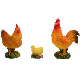 Hsthe Sea Miniature Chicken Jewelry Set, 3 Pieces, Rooster, Hen, Chick, Micro Landscape Resin Ornaments, Miniature Landscape Chicken Ornaments for Resin Micro Landscape Decoration