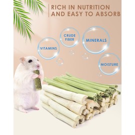 Bissap Rabbit Chew Sticks, 20PCS Sweet Bamboo Chew Sticks & 20PCS Papaya Stems Bunny Chews for Rabbit Hamster Chinchilla Guinea Pig Small Animals Natural Molar Treats