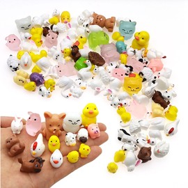 NIBERDA 100 Pcs Mini Resin Animals Figures, Farm Tiny Plastic Animals Figurines to Hide Miniature Fairy Garden Decorations Accessories