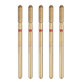 sourcing map 5pcs 200-230 Grits Diamond Grinding Bit 2.5mm Cylindrical Ball Head 2.35mm Shank 10mm Length Titanium Plated Stone Sanding Drill Bits Rotary Tool for Nails Grinding Polishing