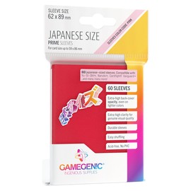 Gamegenic Prime Japanese Size Card Sleeves | 60 Pack of 62 mm by 89 mm Card Sleeves | Premium Quality Card Game Holder | Use with TCG and LCG Games | Red Color | Made by Gamegenic