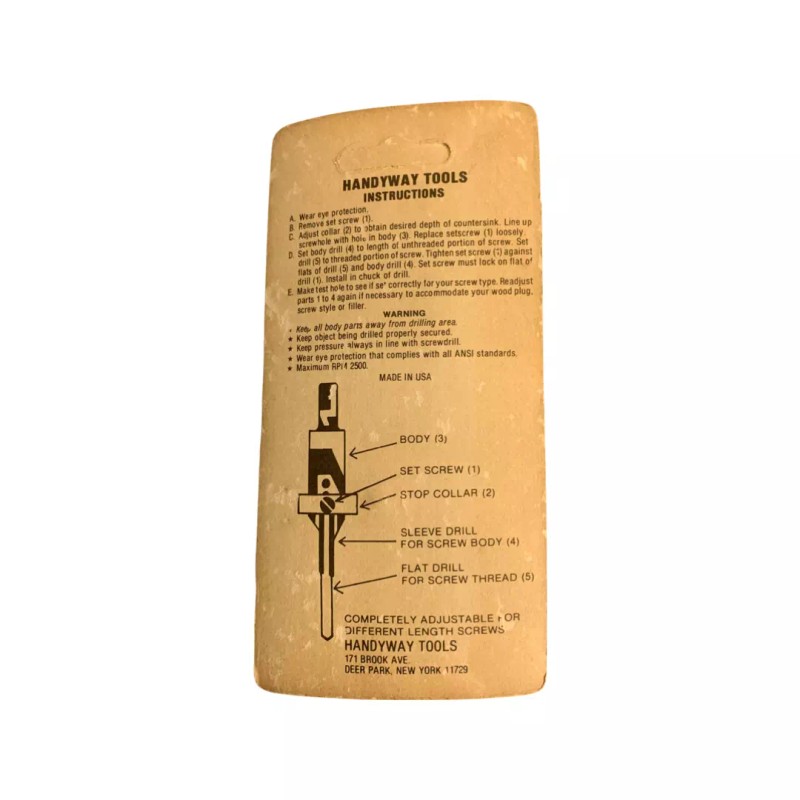 HANDYWAY TOOLS Counterbore Countersink USE FOR # 7,8,9 SCREWS USA