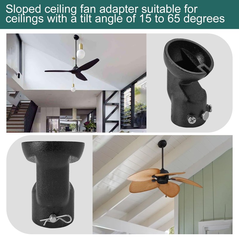 FEHEED Black Sloped Ceiling Fan Adapter Vaulted Ceiling Mount Up