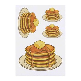 4 x 'Pancakes with Syrup and Butter' Temporary Tattoos - Water Resistant, Skin-Safe, Non-Toxic Transfers, Mixed Sizes (TO00083798)