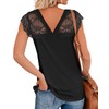 KINLONSAIR Women's Crochet Lace Basic V-Neck T-Shirts Short Sleeve Loose