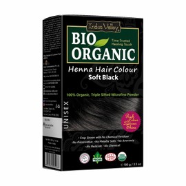 Indus Valley Organic Henna Hair Colour Kit for Women- Chemical-Free, 100% Grey Coverage, Natural Soft Black Henna Powder - Vegan, Herbal Hair Dye, Infused with Plant Based Ingredients