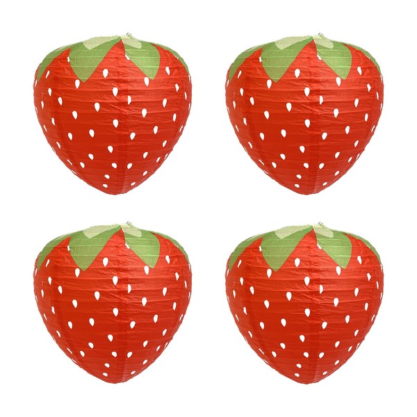 Vastsea Pack of 4 Strawberry Paper Lanterns, Children's Strawberry Lanterns,