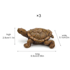 CHSEROK Pack of 3 Turtle Decoration, Resin Turtle, Resin Turtle Statue Simulation, Approx. 66 mm Long, Pond Decoration for Outdoors, for Small Gardens, Landscapes and Balcony Decorations