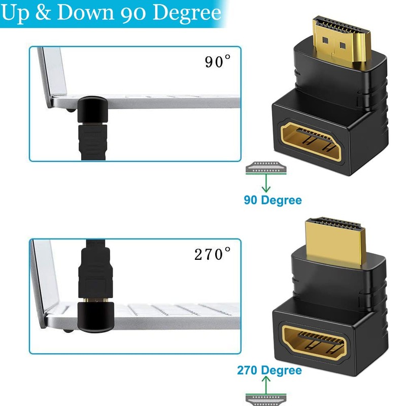 Warmstor 6 Pack HDMI 2.0 Male to Female Angled Adapter