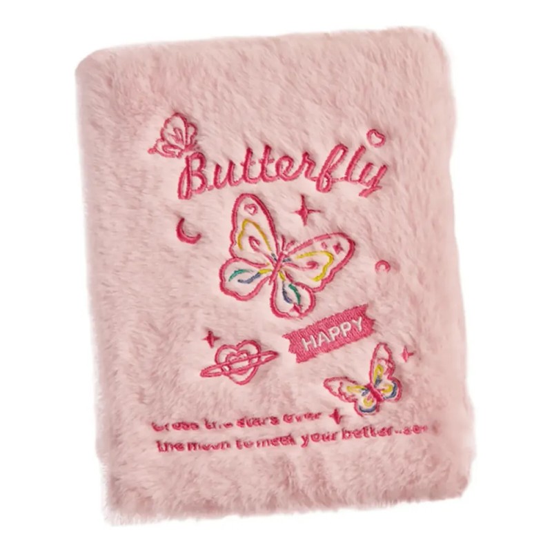 Carpeta De Tarjetas Fotográficas De Felpa De Mariposa, Rosa